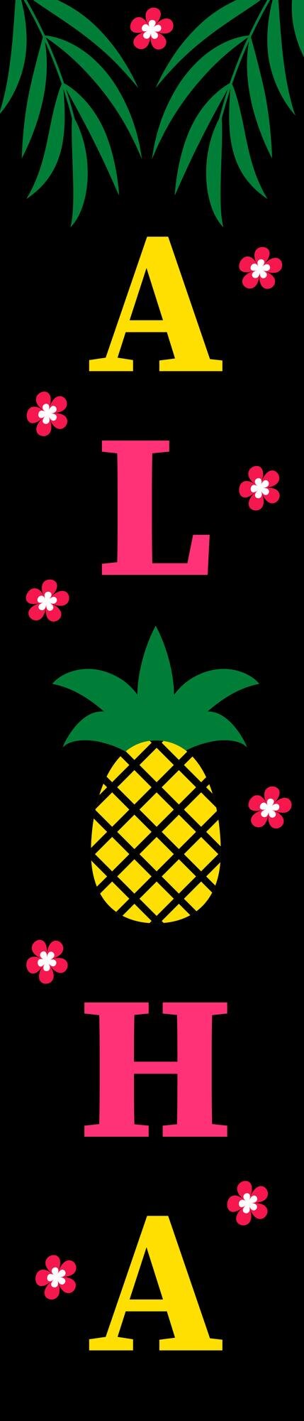 Vector aloha summer vertical porch sign with pineapple easy to edit vector template