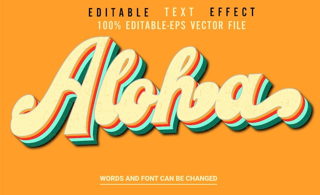 Aloha vintage color text effect editable