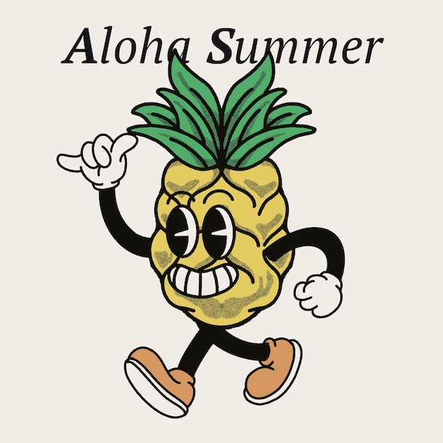 Aloha-zomer met hip karakterontwerp met ananas