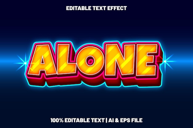 Alone editable text effect neon x cartoon style