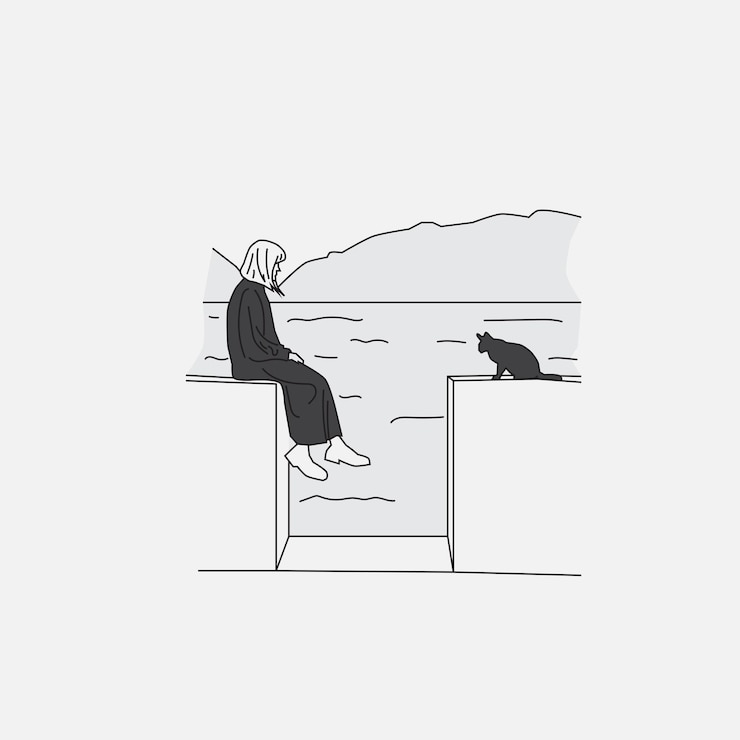 Vector 혼자 소녀 그림