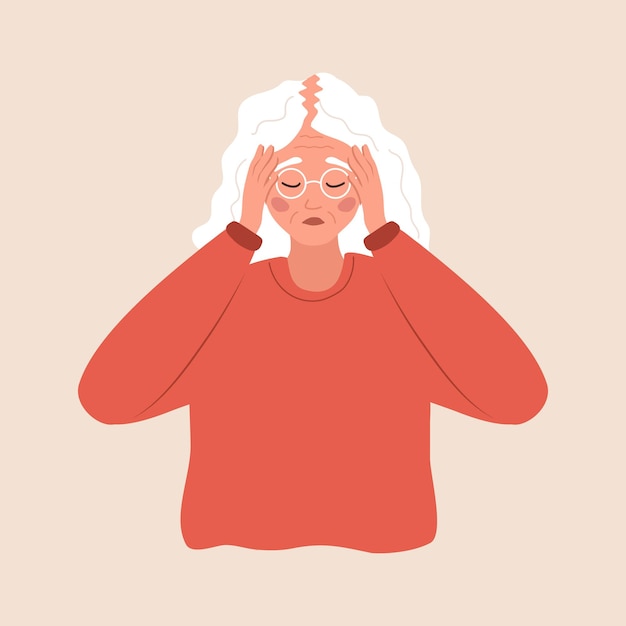 alopecia concept sad elderly woman loses her hair