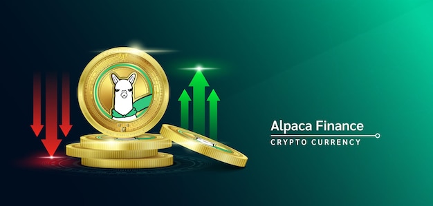 Баннер криптовалюты alpaca finance token баннер для новостей на сплошном фоне