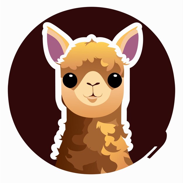 Alpaca hand drawn flat stylish cartoon sticker icon concept isolated illustration