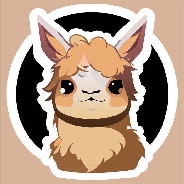 Vector alpaca hand drawn flat stylish cartoon sticker icon concept isolated illustration
