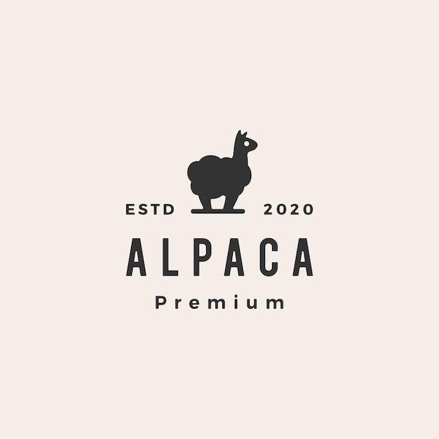 Alpaca hipster vintage logo icon illustration