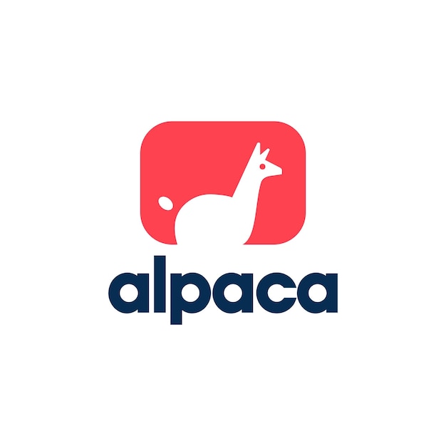 알파카 로고 실루엣 벡터 귀여운 라마 또는 알파카 동물 로고 디자인 아이콘 벡터 그림