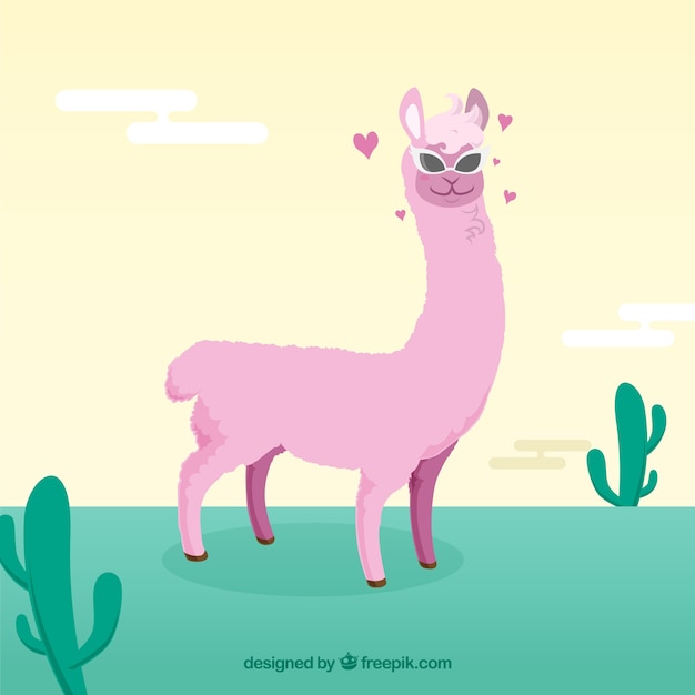 Vector alpaca in love