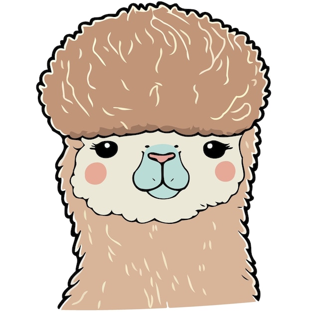 Vector alpaca mammal animal head