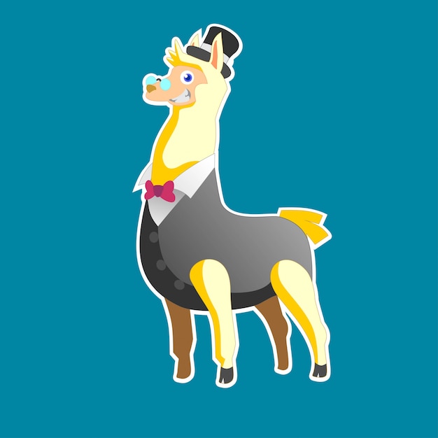 Vector alpaca mascot wear dandy style