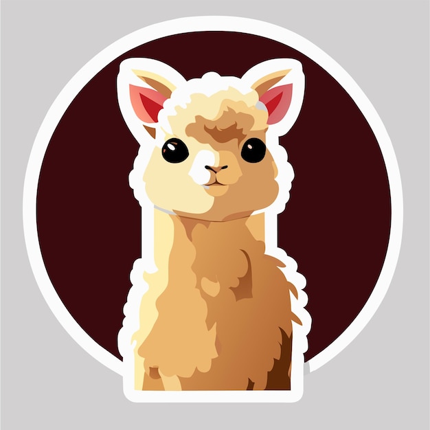 Vector alpaca met de hand getekende platte stijlvolle cartoon sticker icoon concept geïsoleerde illustratie