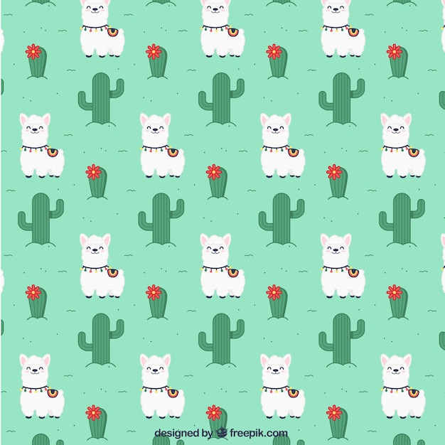 Alpaca pattern in flat style