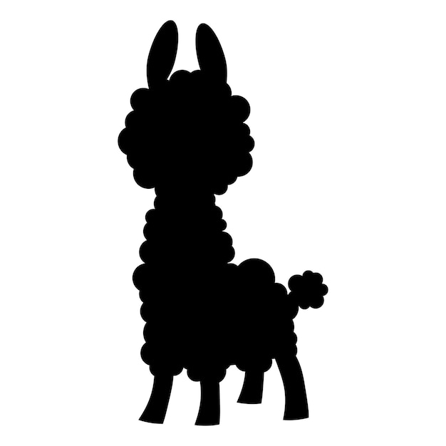 Alpaca zwart silhouet op witte achtergrond