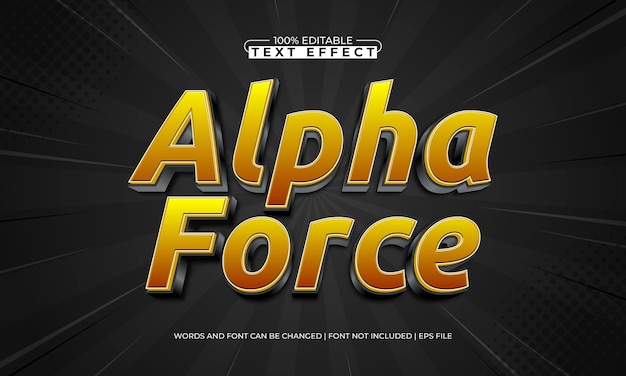 alpha force bewerkbare tekst-effect met een super en sterke tekst stijl