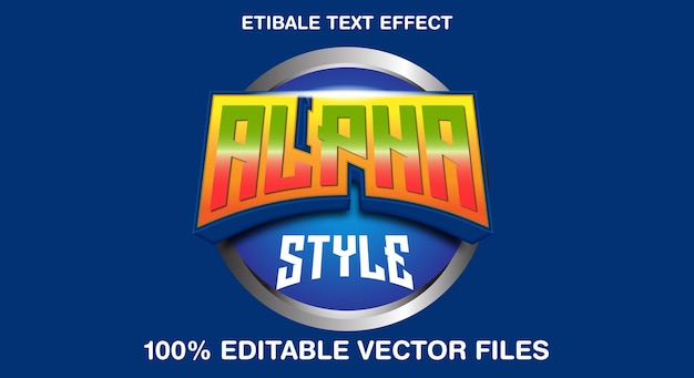 Вектор Шаблон редактируемого текстового эффекта alpha style 3d