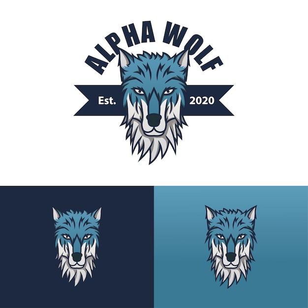 Alpha wolf logo template premium vector