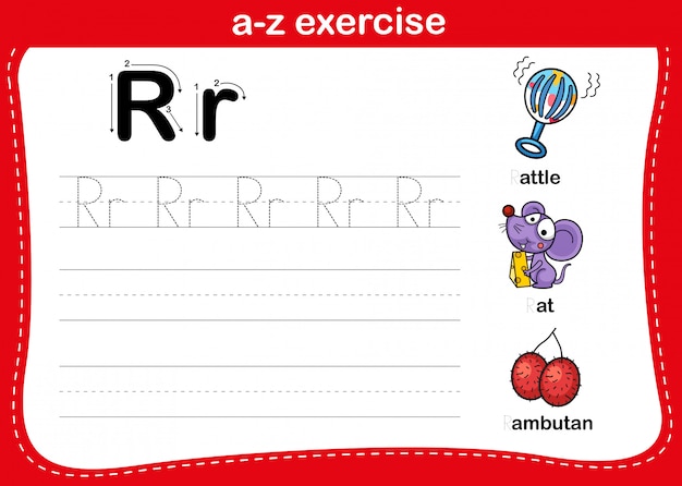 만화 어휘 일러스트와 함께 알파벳 Az 운동, 벡터