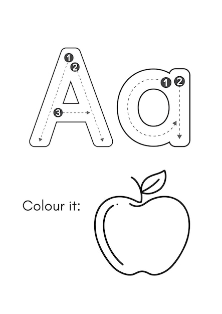 Vettore animale dell'alfabeto da colorare con il fumetto animale della lettera disegnata a mano di parola