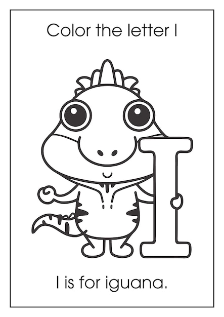 Vector alphabet animal for coloring with word hand drawn letter animal cartoon