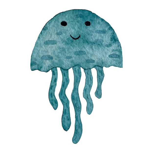 Alphabet animal jellyfish watercolor