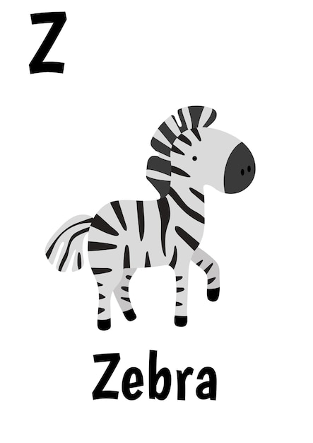 Animali dell'alfabeto per bambini zebra