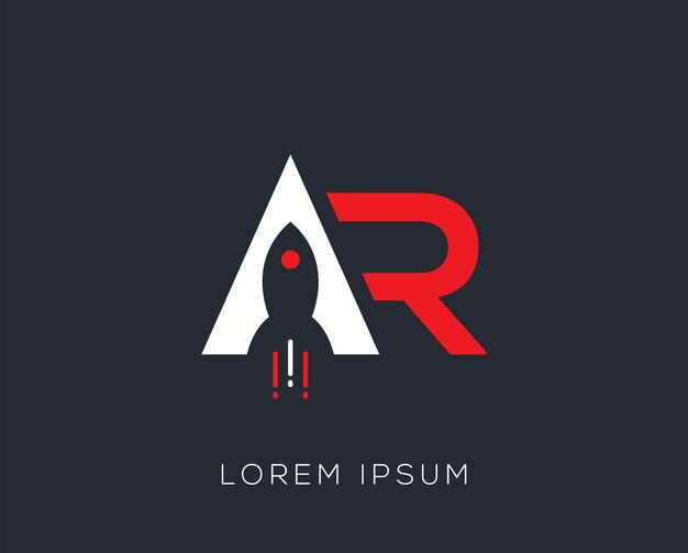 Alphabet AR Rocket logo design