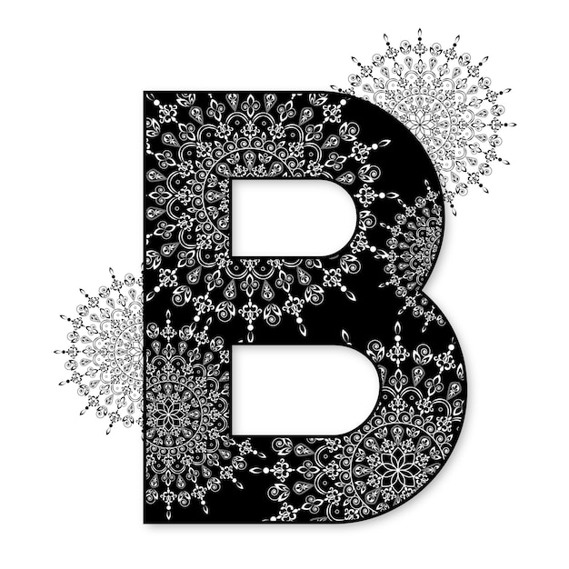 Vector alphabet b mandala design letter banner template decoration