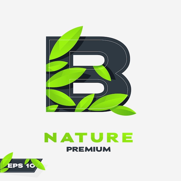 Alphabet b nature leaves logo