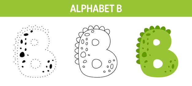 子供のためのアルファベット b のトレースと塗り絵のワークシート