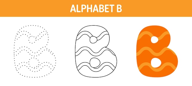Alphabet B tracing and coloring worksheet for kids