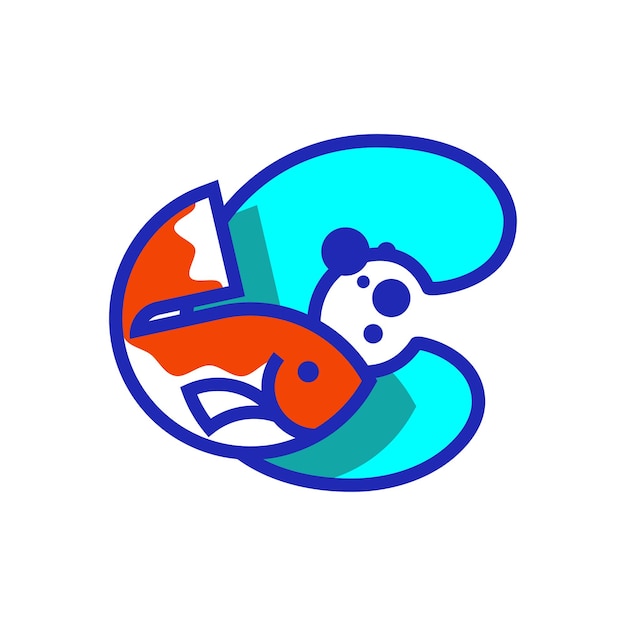 Vector alphabet c fish logo