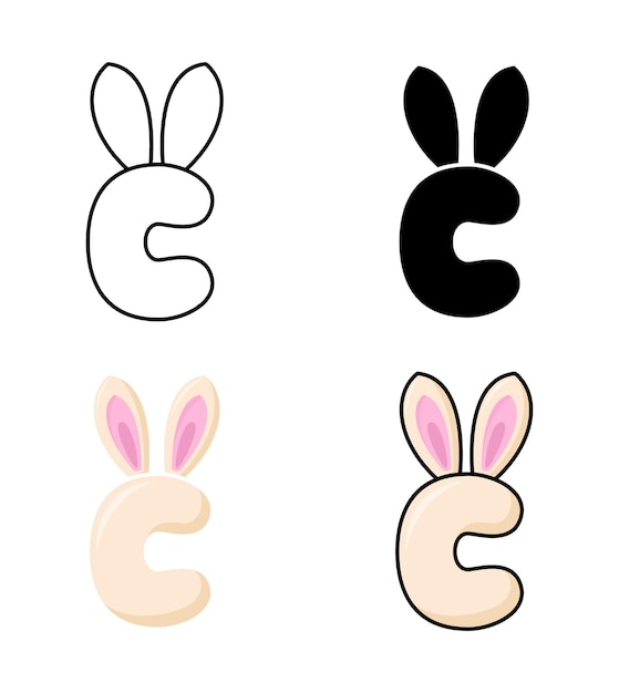 Alphabet C in flat style isolated