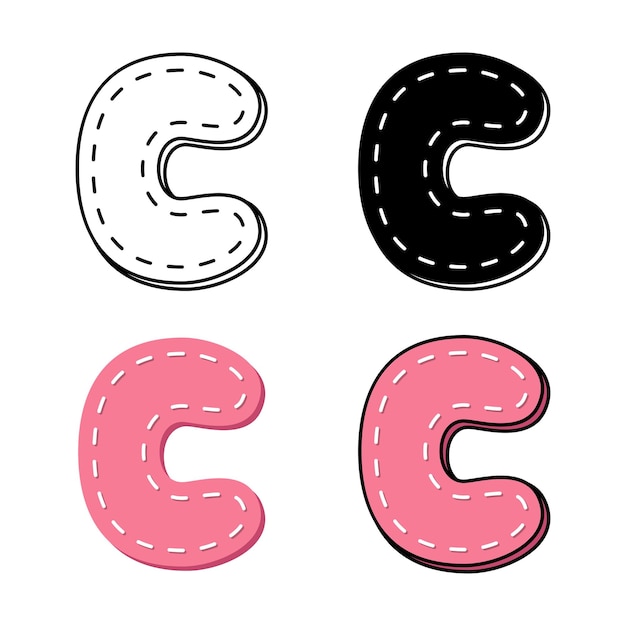 Alphabet C in flat style isolated