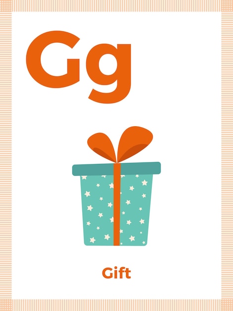 Premium Vector | Alphabet card with letter g for children. learning ...