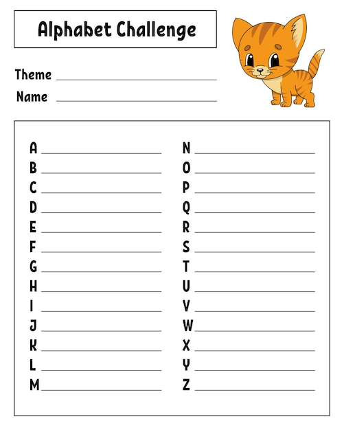 Alphabet challenge Educational activity worksheet for kids and toddlers Game for children