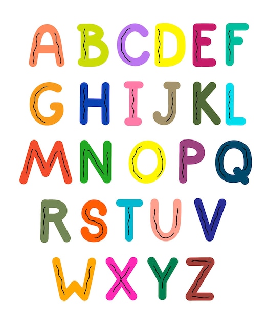 Alphabet for children with multicolored capital letters