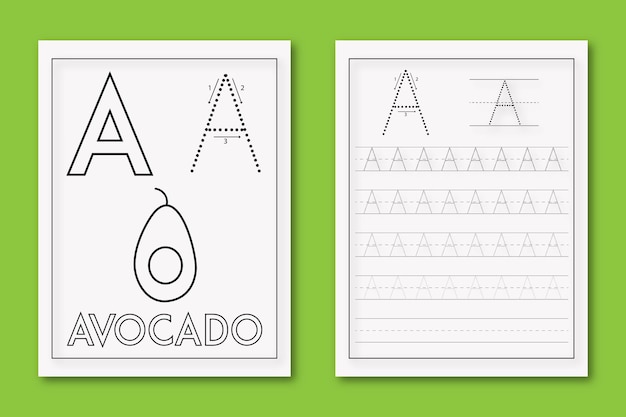 Vector alphabet color and tracing template