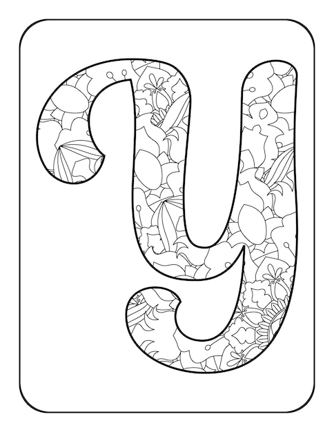 Vector alphabet coloring page flower alphabet coloring page educational coloring page for kids