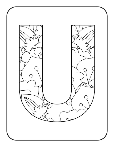 Vector alphabet coloring page flower alphabet coloring page educational coloring page