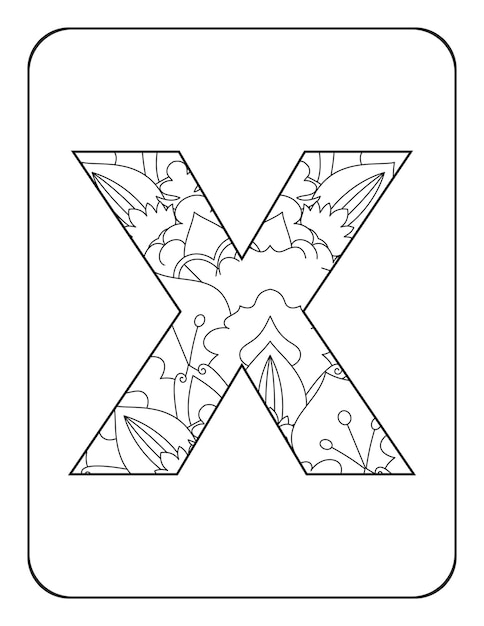 Vector alphabet coloring page flower alphabet coloring page educational coloring page