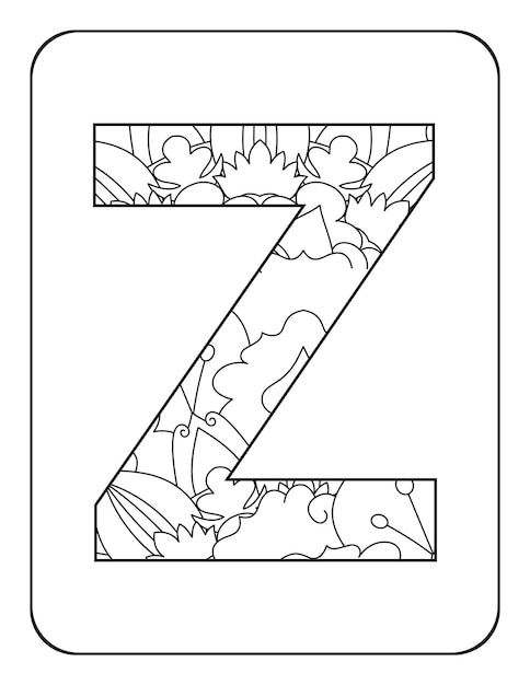 Alphabet coloring page Flower alphabet coloring page Educational coloring page