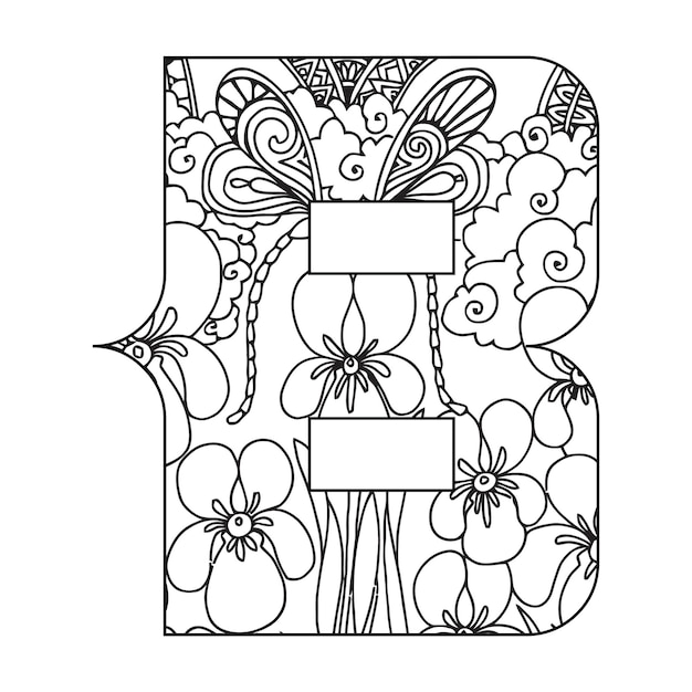 Vector alphabet coloring page for kids