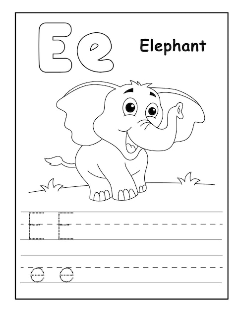 Alphabet coloring page with cute animals