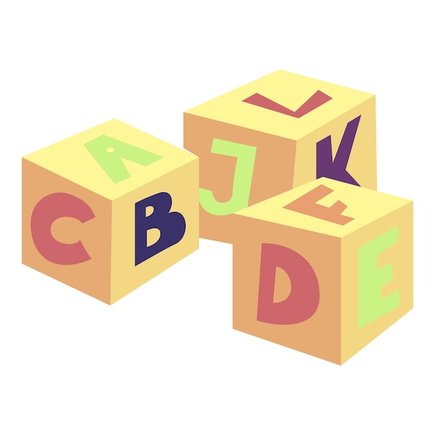 Vector alphabet cubes toy icon cartoon illustration of alphabet cubes toy vector icon for web