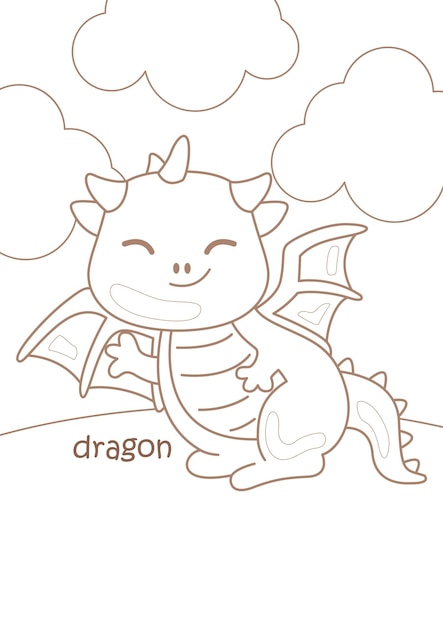 Alphabet d for dragon coloring pages a4 for kids and adult