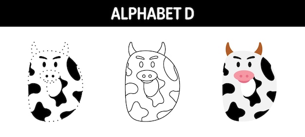 Alphabet D tracing and coloring worksheet for kids