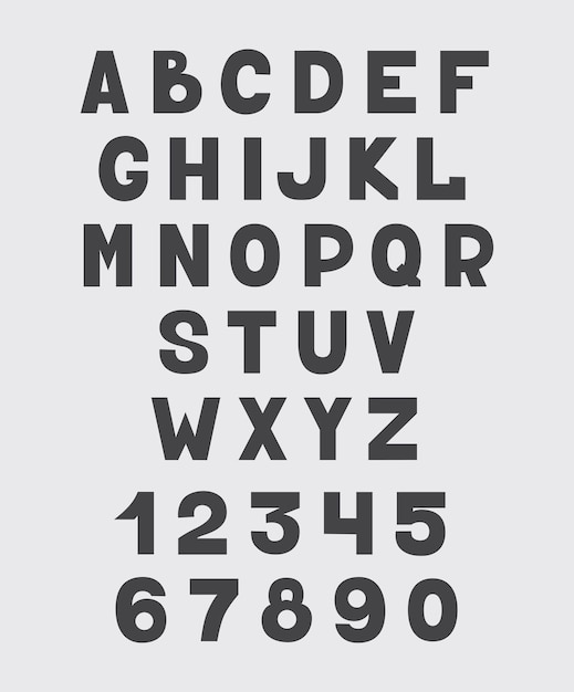 アルファベットデザインセットの数字と文字、ベクトル図