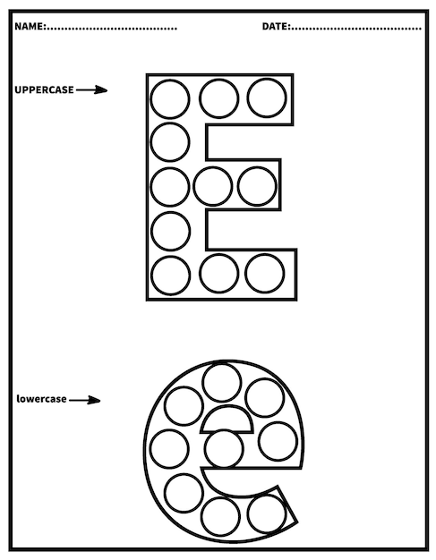 Alphabet Dot Markerdab The Dot Activity 인쇄 가능한 워크시트유치원 색칠 공부 페이지