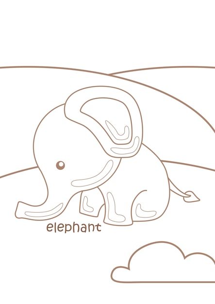 Alphabet e for elephant coloring pages a4 for kids and adult