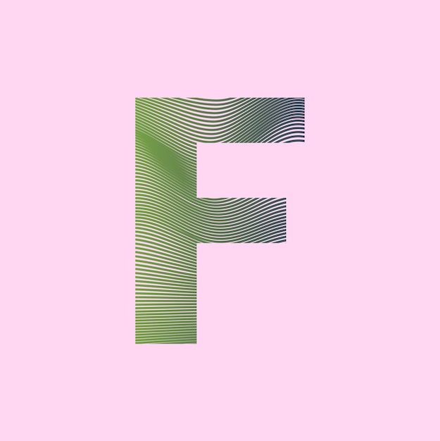 Alphabet F in mesh design premium vector illustration